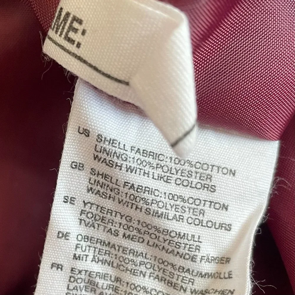 H&M Girls Short Sleeve Button Up Dress Burgundy Velvet Size 3-4Y